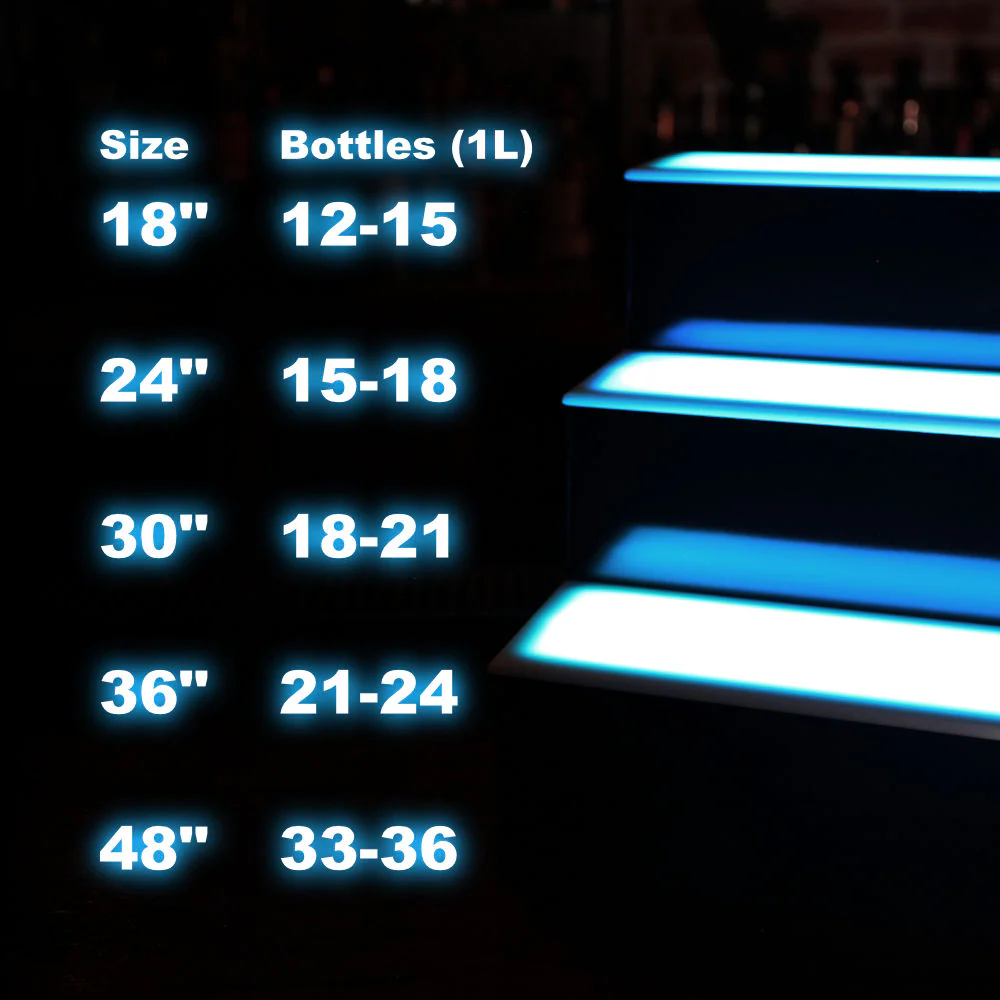BarConic® LED Liquor Bottle Display Shelf - 3 Tier (Step) - Black - Multi-Colored Lights - Image 7