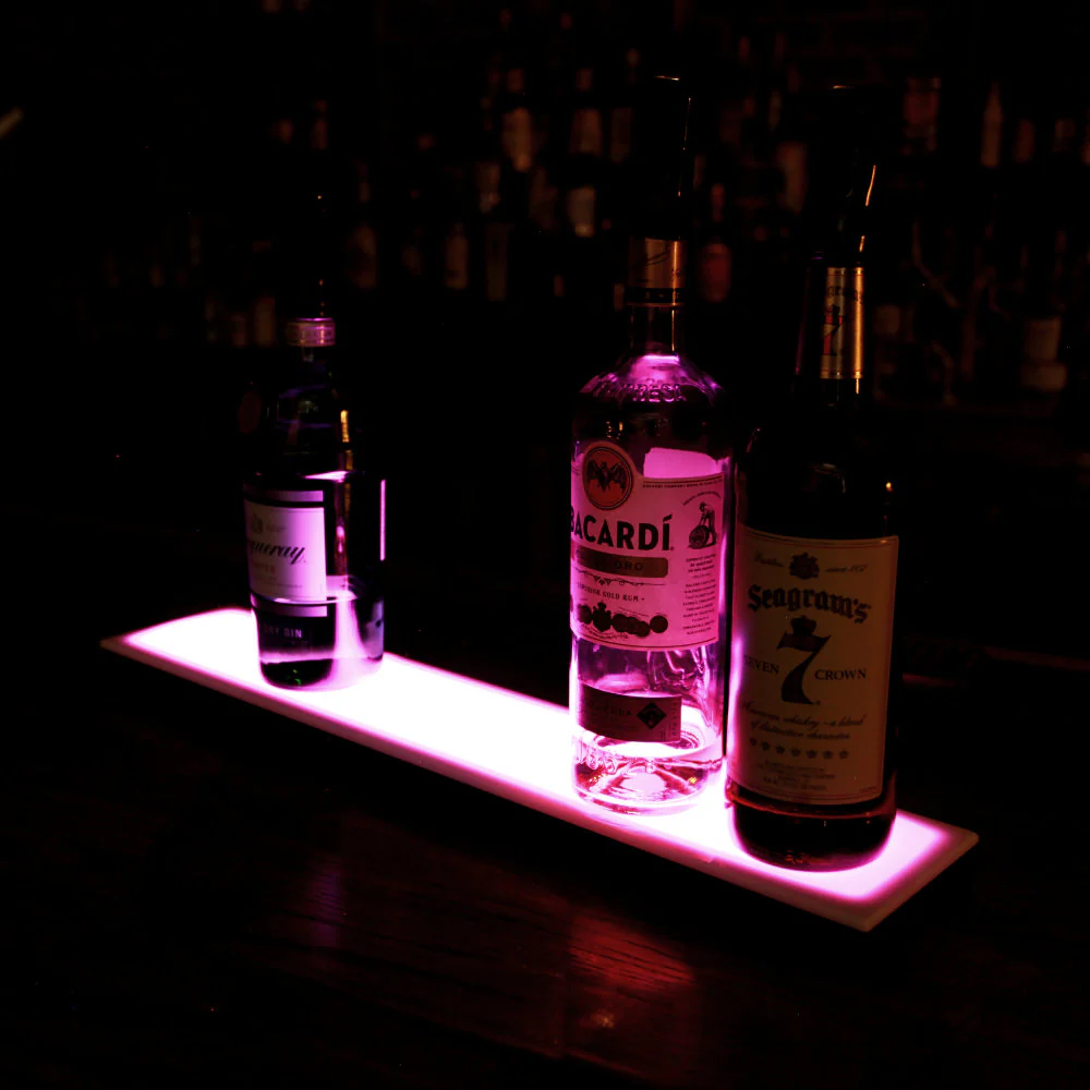 BarConic® LED Liquor Bottle Display Shelf - Low Profile - 1 Tier (Step) - Black - Multi-Colored Lights - Image 5