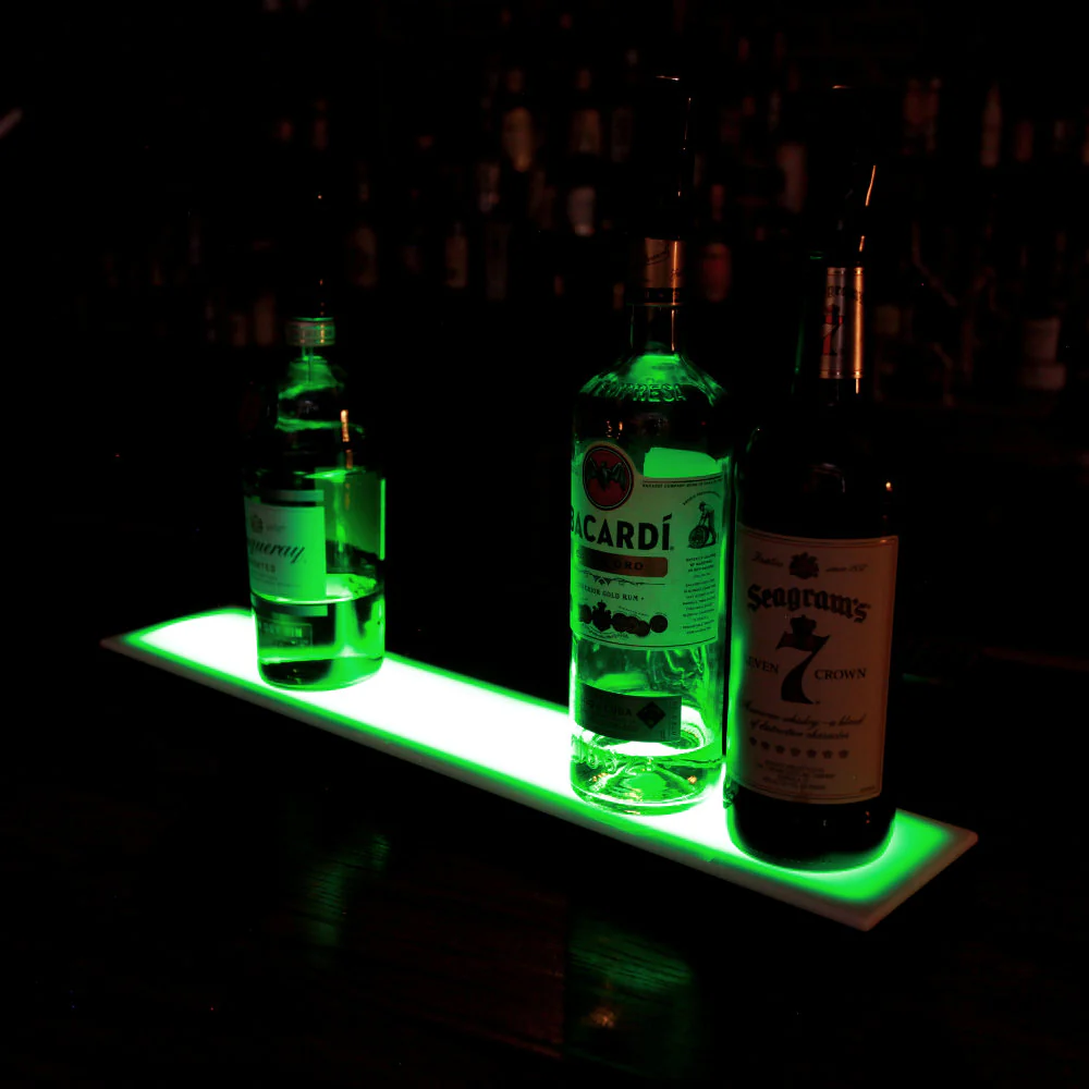 BarConic® LED Liquor Bottle Display Shelf - Low Profile - 1 Tier (Step) - Black - Multi-Colored Lights - Image 6