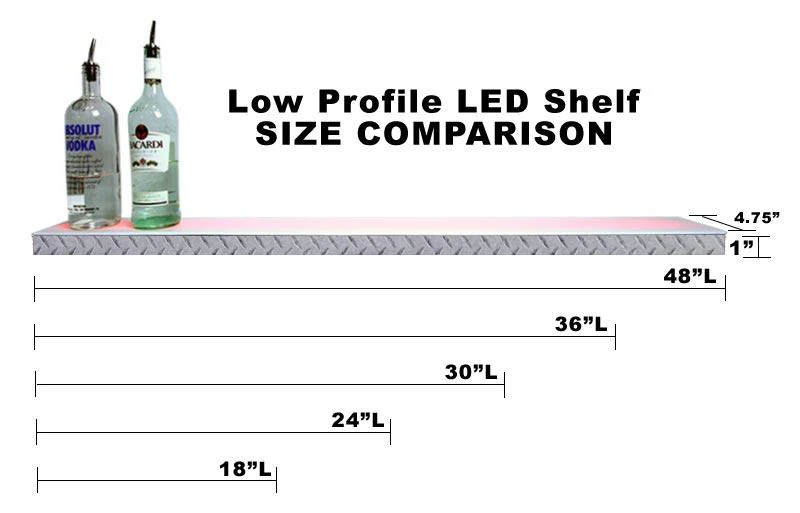 BarConic® LED Liquor Bottle Display Shelf - Low Profile - 1 Step - Diamond Plate Print - Several Lengths - Image 5