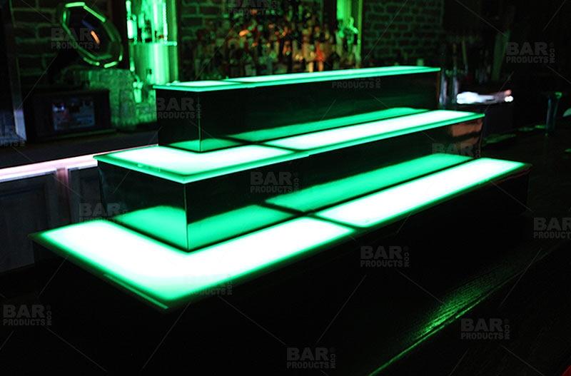 BarConic® LED Liquor Bottle Display Shelf - Outside Corner - 2 Steps - Black - Image 7