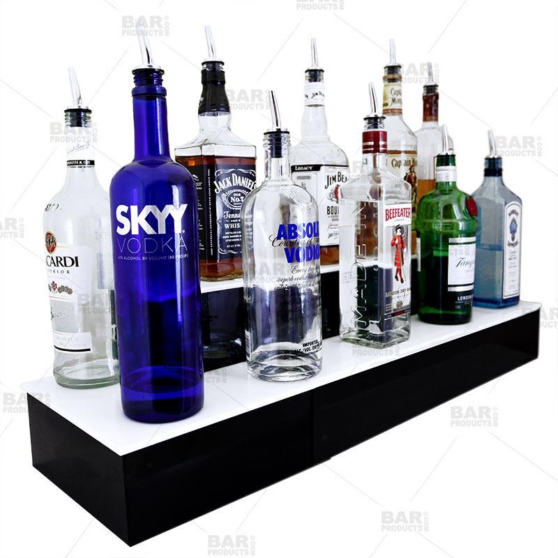 BarConic® LED Liquor Bottle Display Shelf - Outside Corner - 2 Steps - Black - Image 8