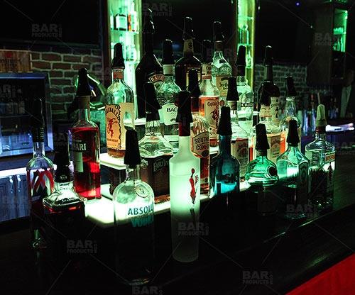 BarConic® LED Liquor Bottle Display Shelf - Outside Corner - 3 Steps - Black - Image 2