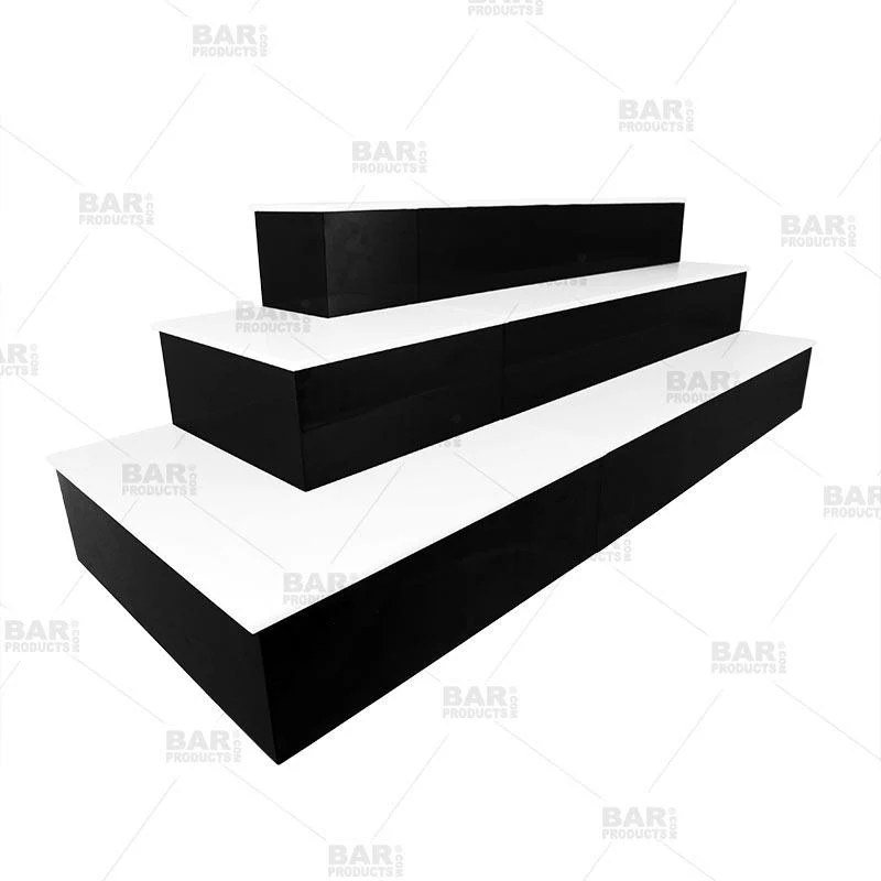 BarConic® LED Liquor Bottle Display Shelf - Outside Corner - 3 Steps - Black - Image 3