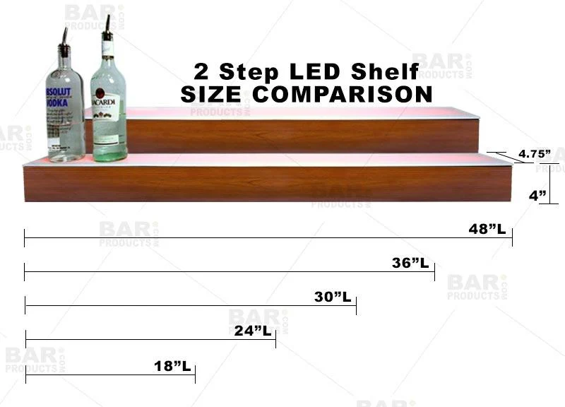 BarConic® LED Liquor Bottle Display Shelf - Wild Cherry 2 Steps - Several Lengths - Image 9