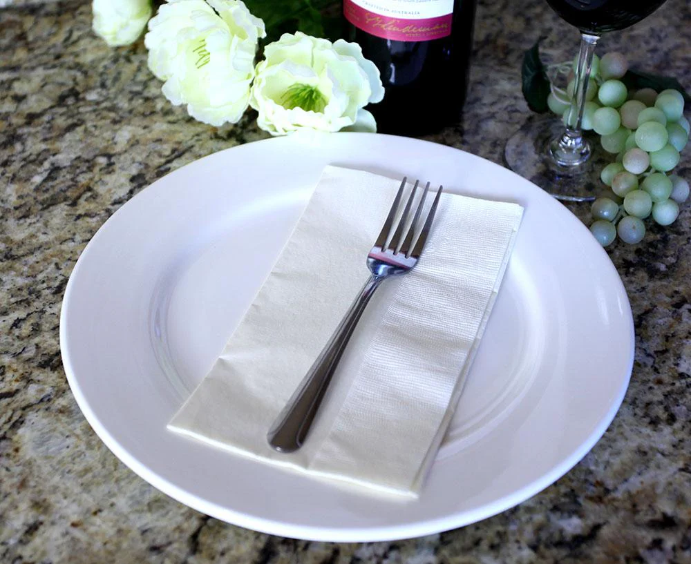 BarConic® 2-PLY Colored Paper Dinner Napkins – 15” x 17” Ivory – 100 Pack - Image 2