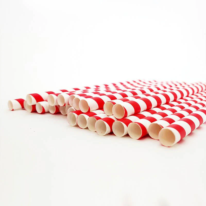 BarConic® "Eco-Friendly" Jumbo Paper Straws - 7 3/4" Red Stripe - 100 pack - Image 4