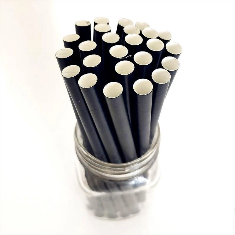 BarConic® "Eco-Friendly" Jumbo Paper Straws - 7 3/4" Solid Black - 100 pack - Image 4