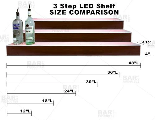 BarConic® LED Liquor Bottle Display Shelf - 3 Steps - Mahogany - Several Lengths - Image 9
