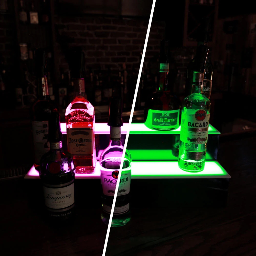BarConic® LED Liquor Bottle Display Shelf - 2 Tier (Step) - Black - Multi-Colored Lights - Image 5