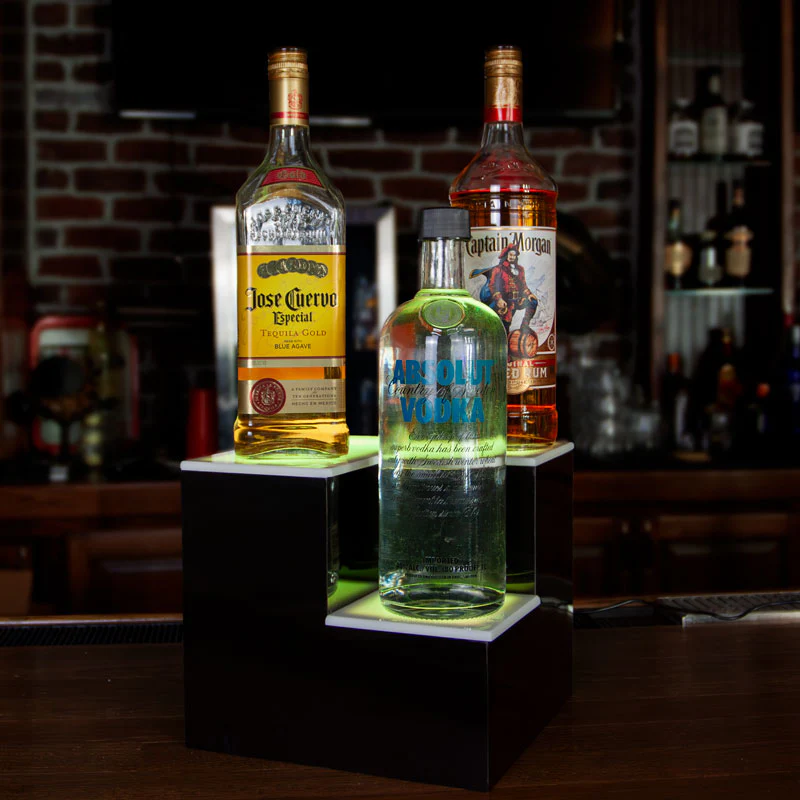 BarConic® LED Liquor Bottle Display Shelf - 2 Tier (Step) - Black - Multi-Colored Lights - Image 6