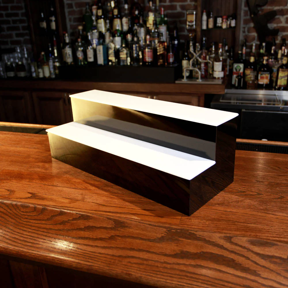 BarConic® LED Liquor Bottle Display Shelf - 2 Tier (Step) - Black - Multi-Colored Lights - Image 7