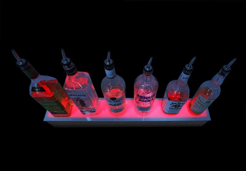 BarConic® LED Liquor Bottle Display Shelf - Diamond Plate Print 1 Step - Several Lengths - Image 3