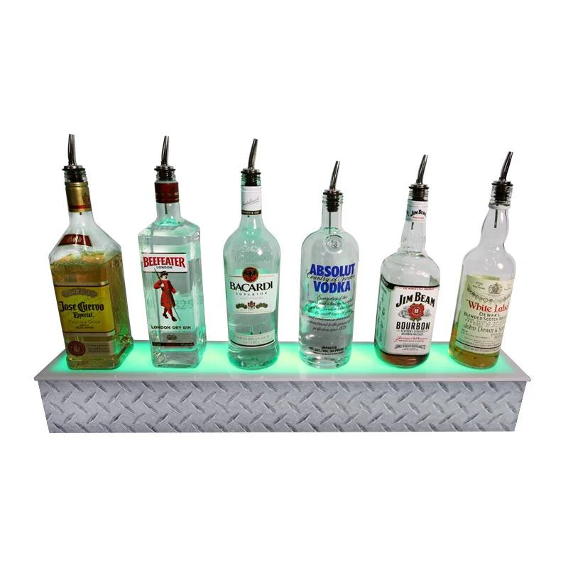 BarConic® LED Liquor Bottle Display Shelf - Diamond Plate Print 1 Step - Several Lengths - Image 4