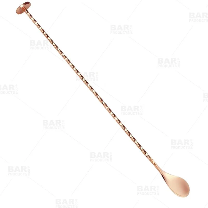 BarConic® Professional Grade - Copper Plated Bar Spoon w/ Muddler Tip - 40cm