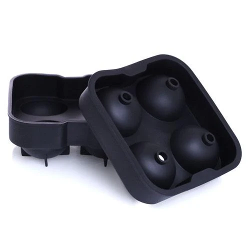 BarConic™ Silicone 4 Sphere Ice Mold - Black - Image 3