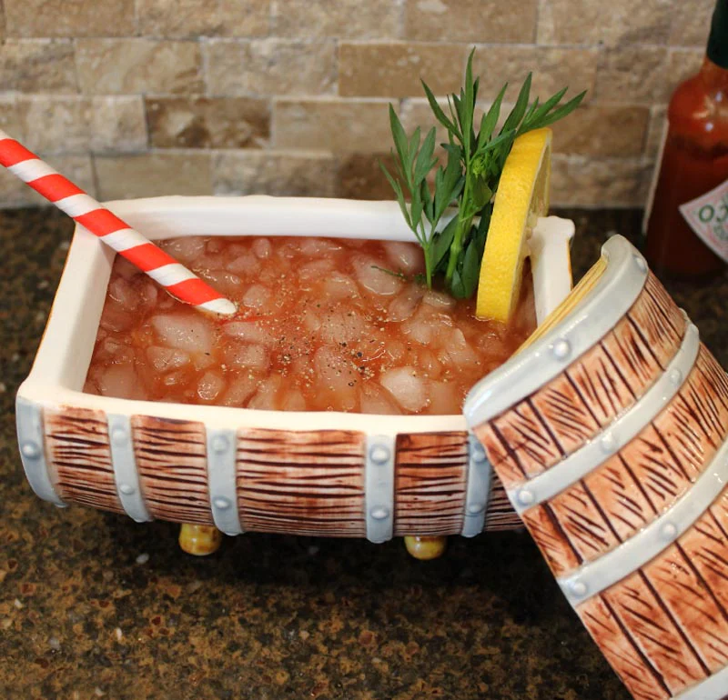 BarConic® Tiki Barrel w/ Lid - 20 ounce - Image 2