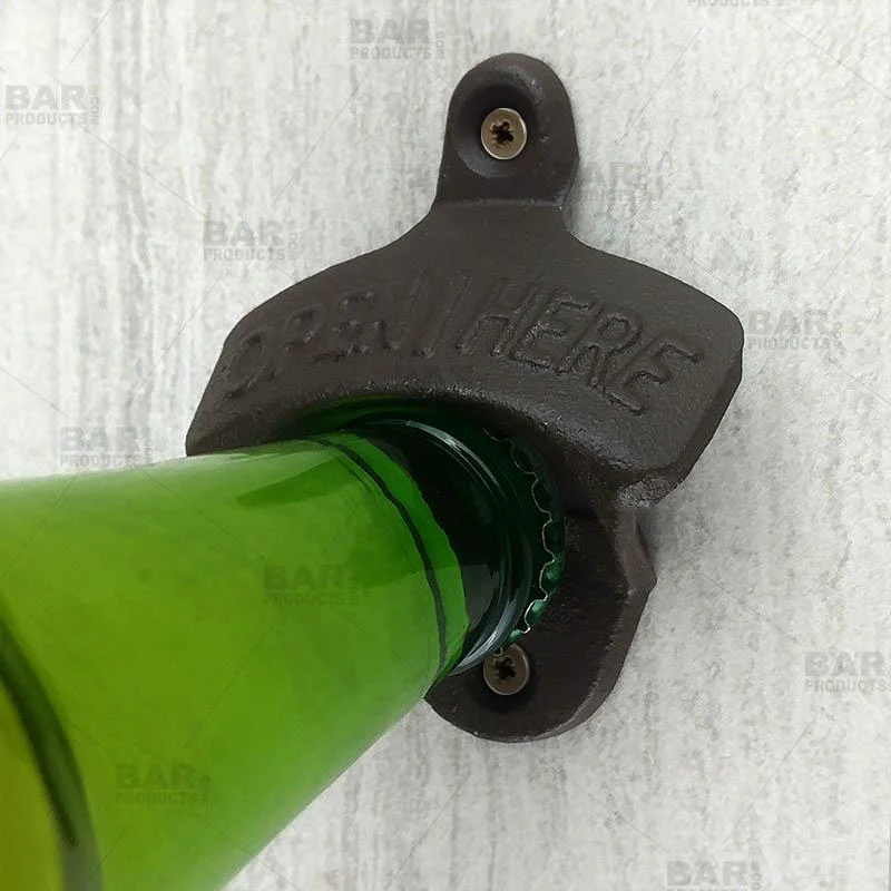"Open Here" Themed Wall Mounted Bottle Opener - Cast Iron - Image 2