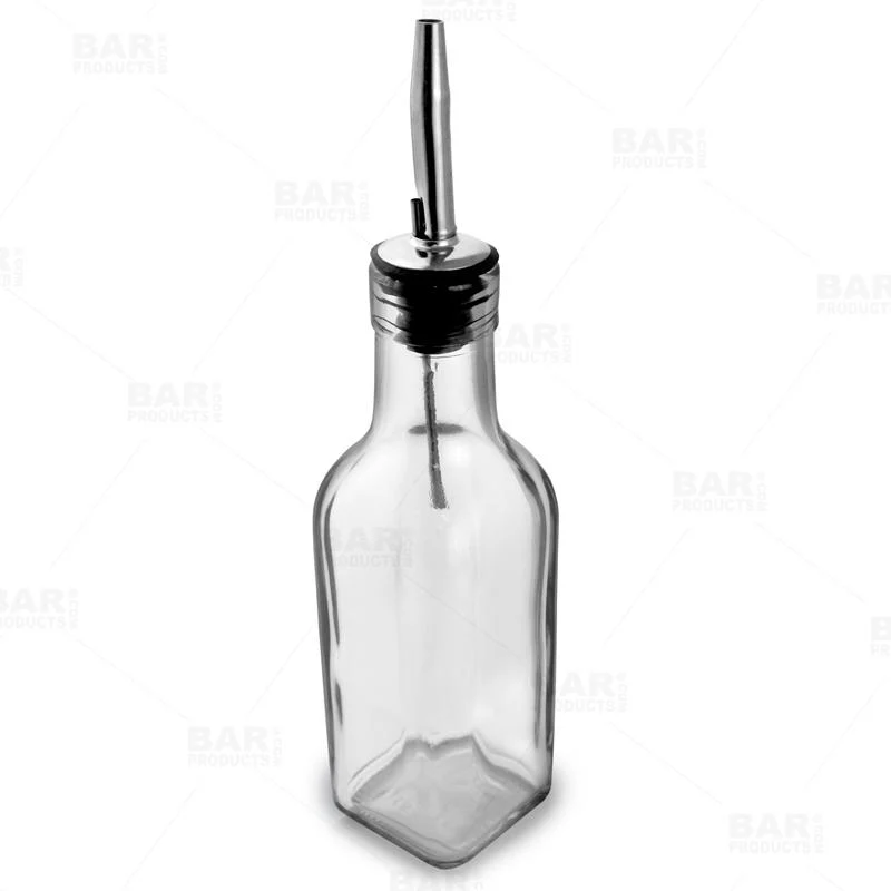 BarConic® Vintage Style Vinegar / Oil / Mixer Square Glass Bottle - 6 ounce - Image 2