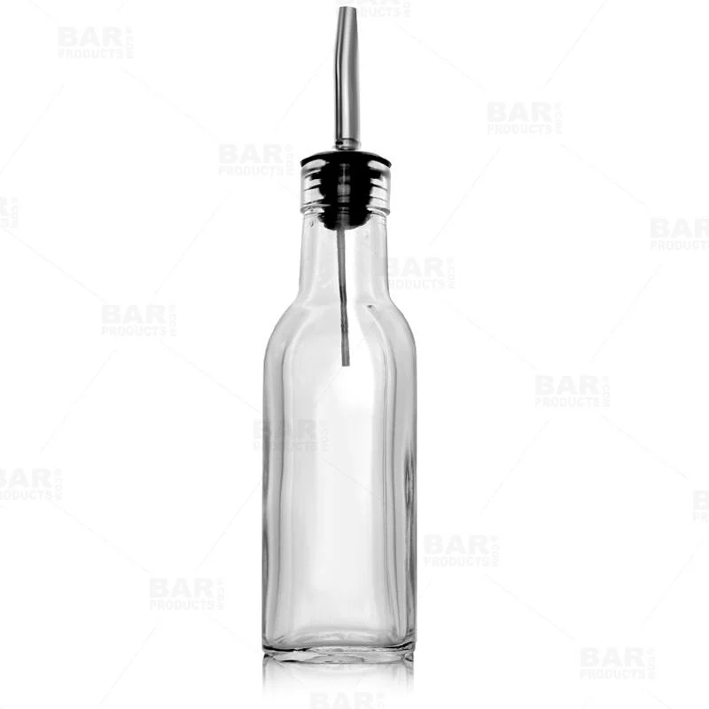 BarConic® Vintage Style Vinegar / Oil / Mixer Square Glass Bottle - 6 ounce - Image 3