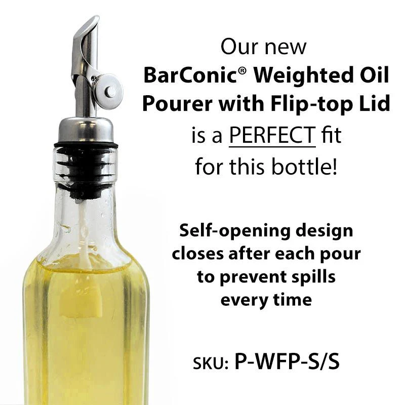 BarConic® Vintage Style Vinegar / Mixer / Oil Square Glass Bottle - 8 ounce - Image 3