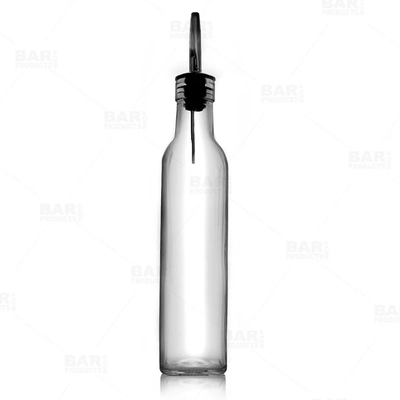 BarConic® Vintage Style Vinegar / Mixer / Oil Square Glass Bottle - 8 ounce - Image 4