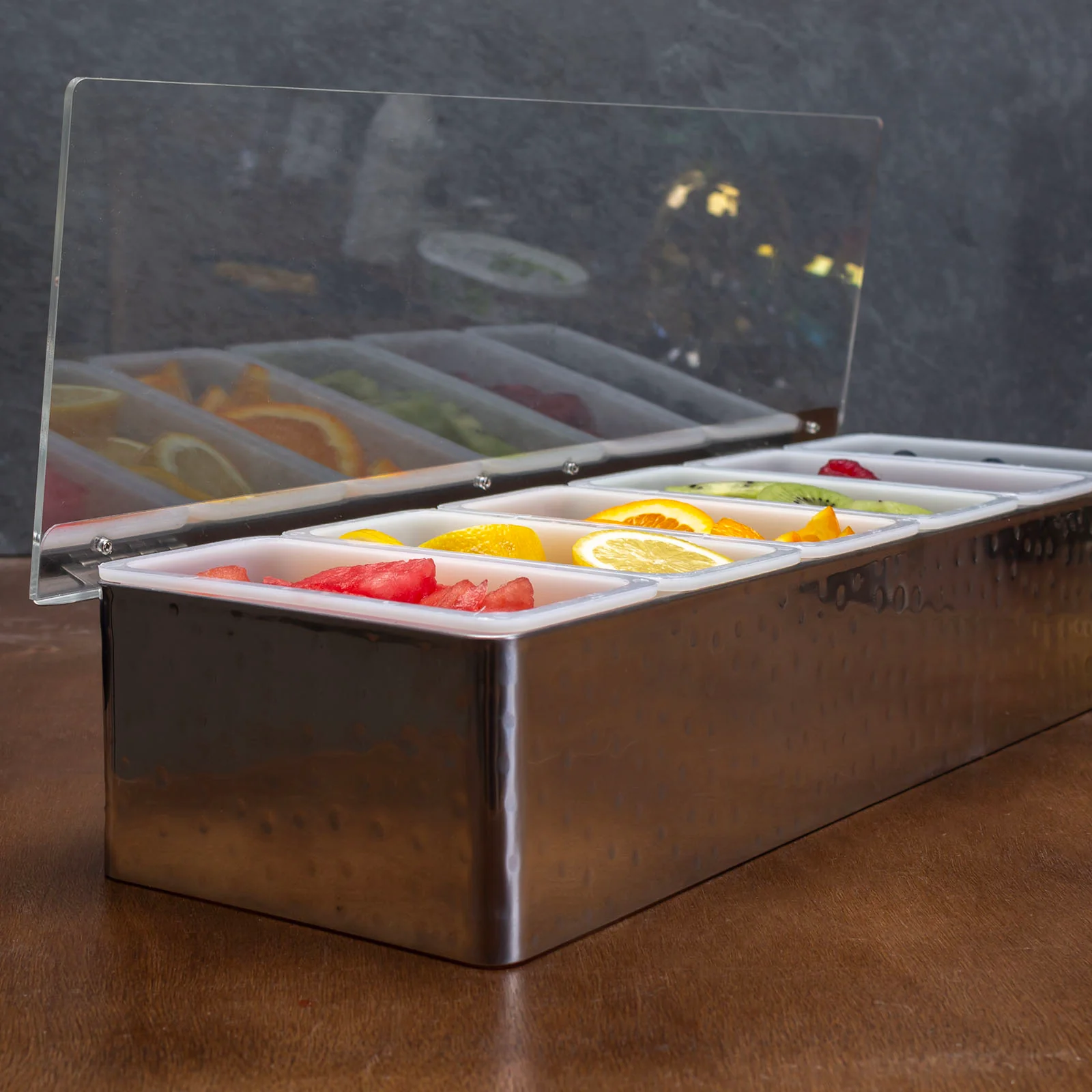 BarConic® Hammered Stainless Steel Condiment Holder - 6 Pint - Image 3