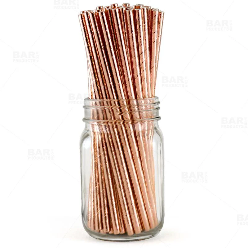 BarConic® Metallic Copper Paper Straws (Pack of 100)