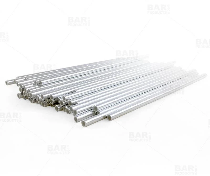 BarConic® Metallic Silver Paper Straws (Pack of 100) - Image 4