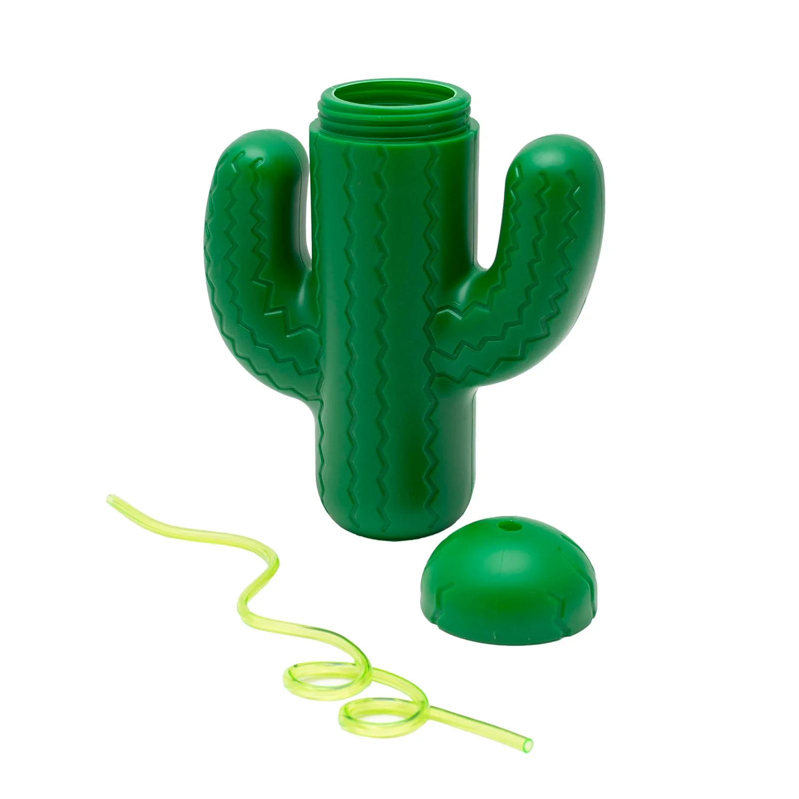 Green Plastic Cactus Drinking Cup w/ Twisty Straw and Lid - 20 Ounce - Image 3