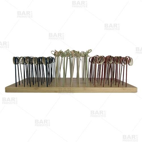 BarConic® Ring Bamboo Cocktail Pick Kit with Display Stand - Image 2