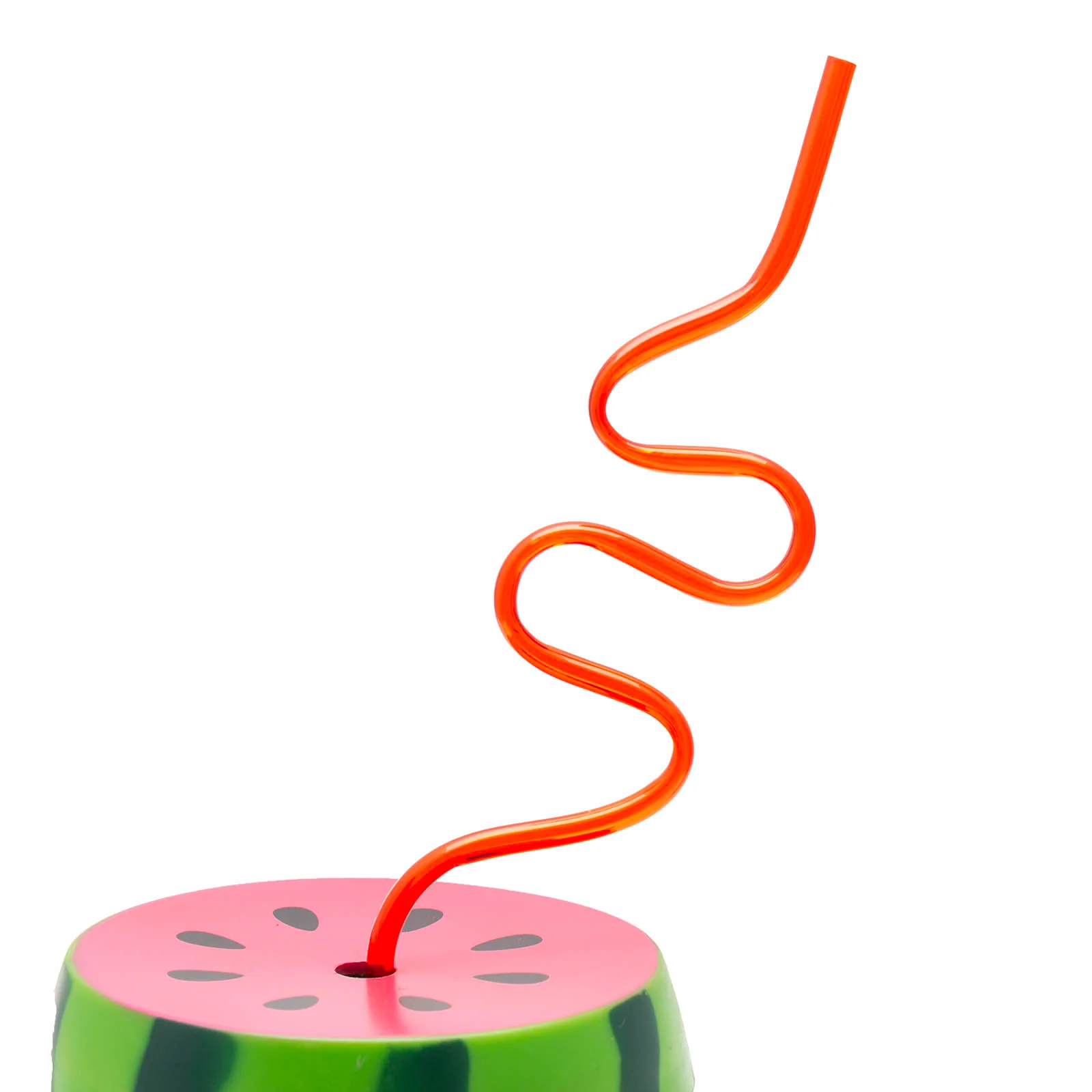 BarConic® Plastic Watermelon Drinking Cup w/ Twisty Straw and Lid - 28oz - Image 3