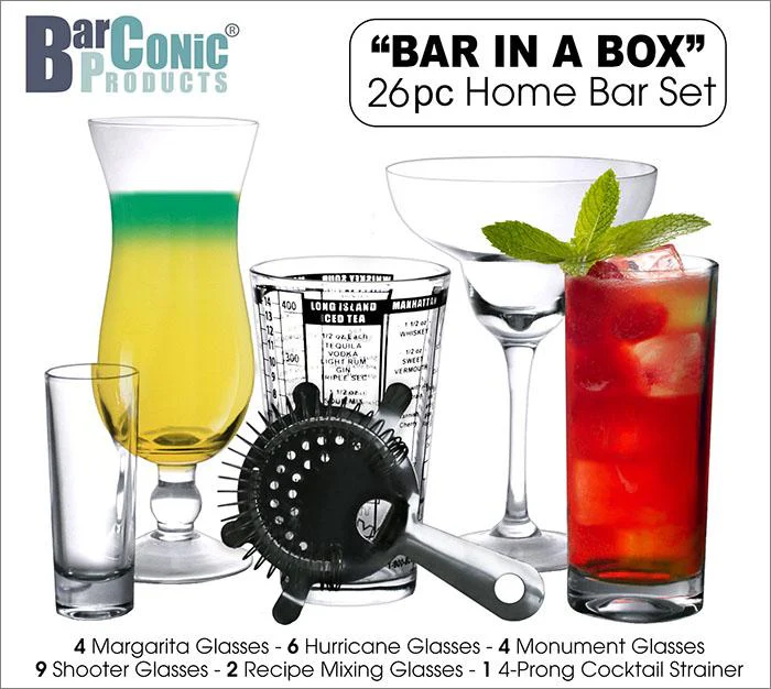 BarConic® Bar in a Box – Home Bar Set - 26 Piece