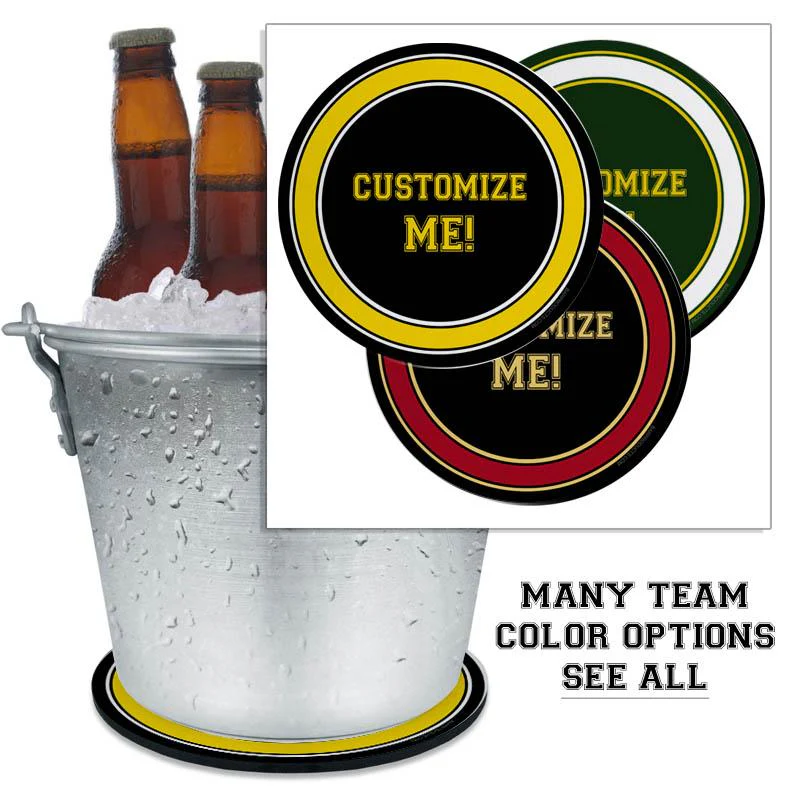 Beer Bucket Coasters - CUSTOMIZABLE Sports Teams (Several Team Color Options)