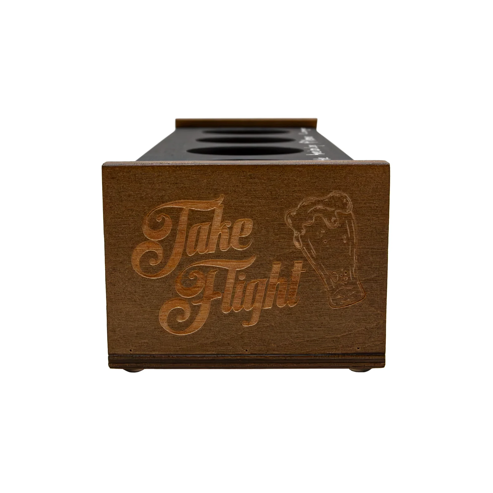 Beer Flight Tray With Chalkboard Top - Walnut Stain - 4 Glasses - Image 4
