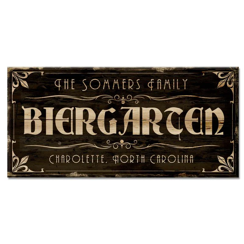 BIERGARTEN - CUSTOMIZABLE Large Vintage Wooden Bar Sign - 11 3/4" x 23 3/4"