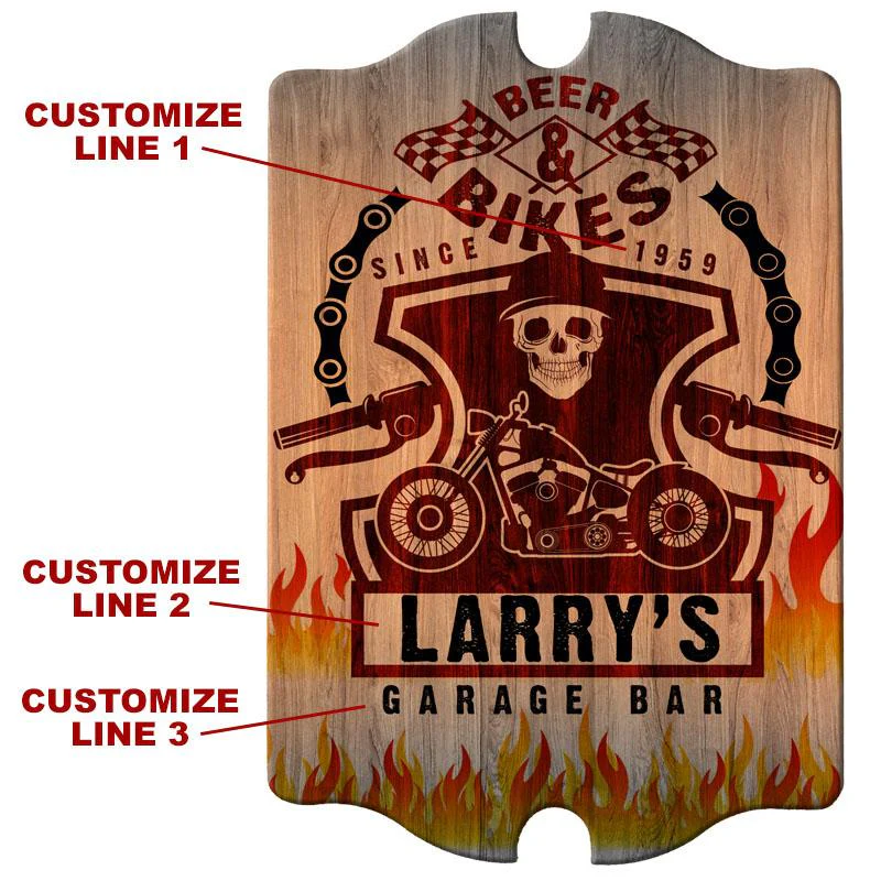 Biker - Custom Tavern Shaped Wood Bar Sign - Image 2