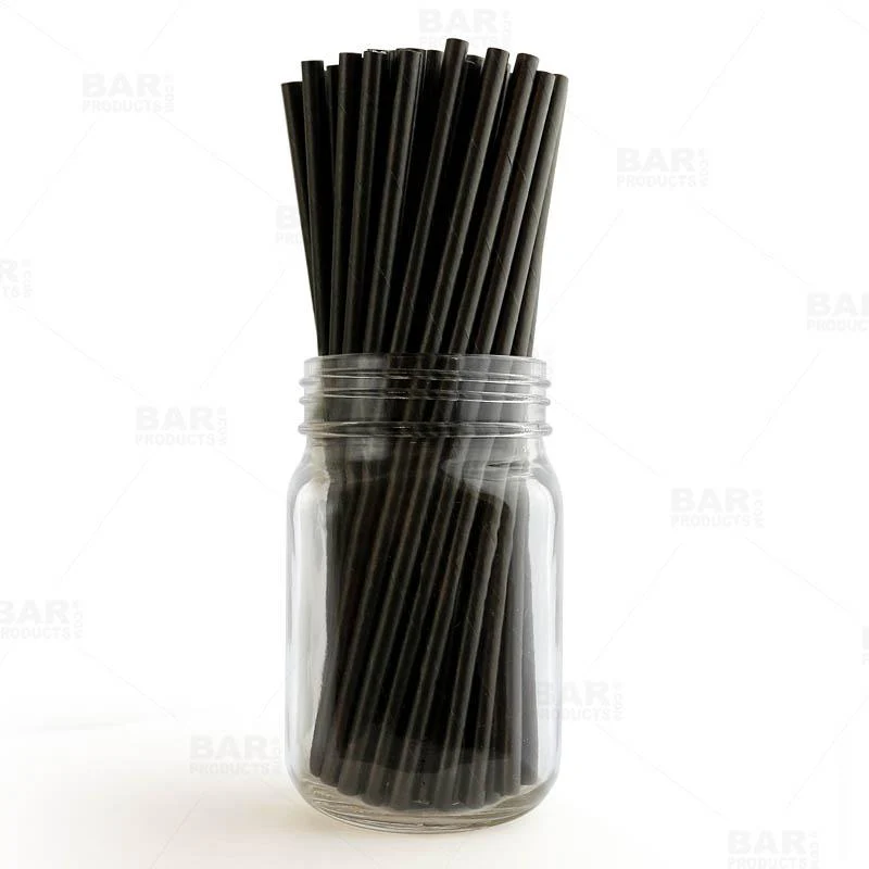BarConic® Biodegradable Black Paper Straws - 7 3/4" - 100 Pack