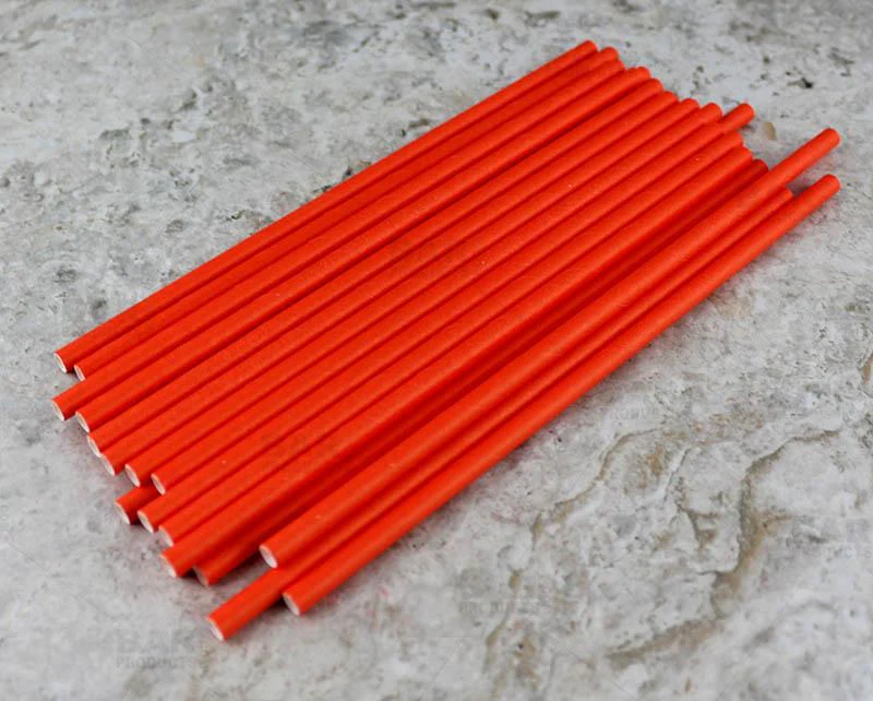 BarConic® Biodegradable Orange Paper Straws - 7 3/4" - 100 Pack - Image 5