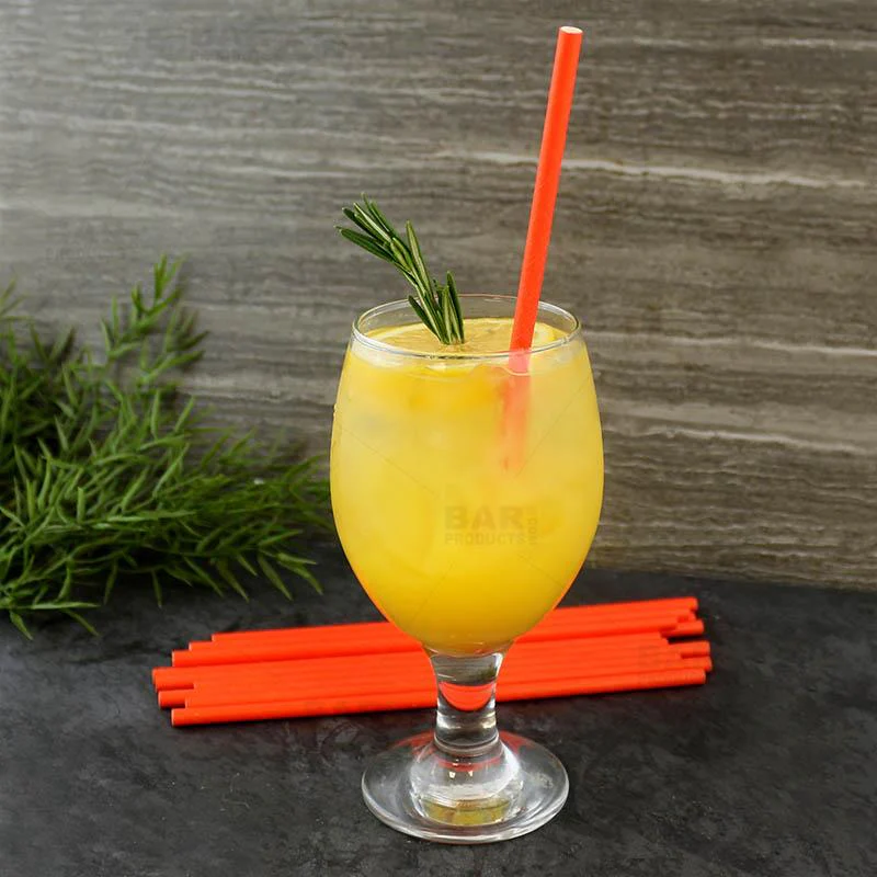 BarConic® Biodegradable Orange Paper Straws - 7 3/4" - 100 Pack - Image 6