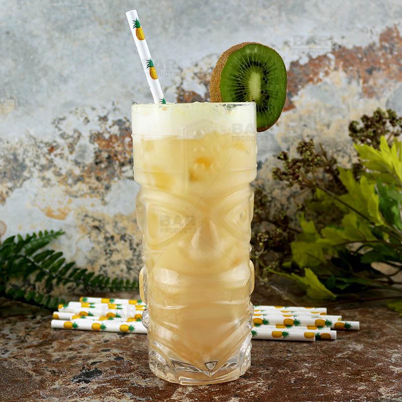 BarConic® Biodegradable Pineapple Pattern Paper Straws - 7 3/4" - 100 Pack - Image 2