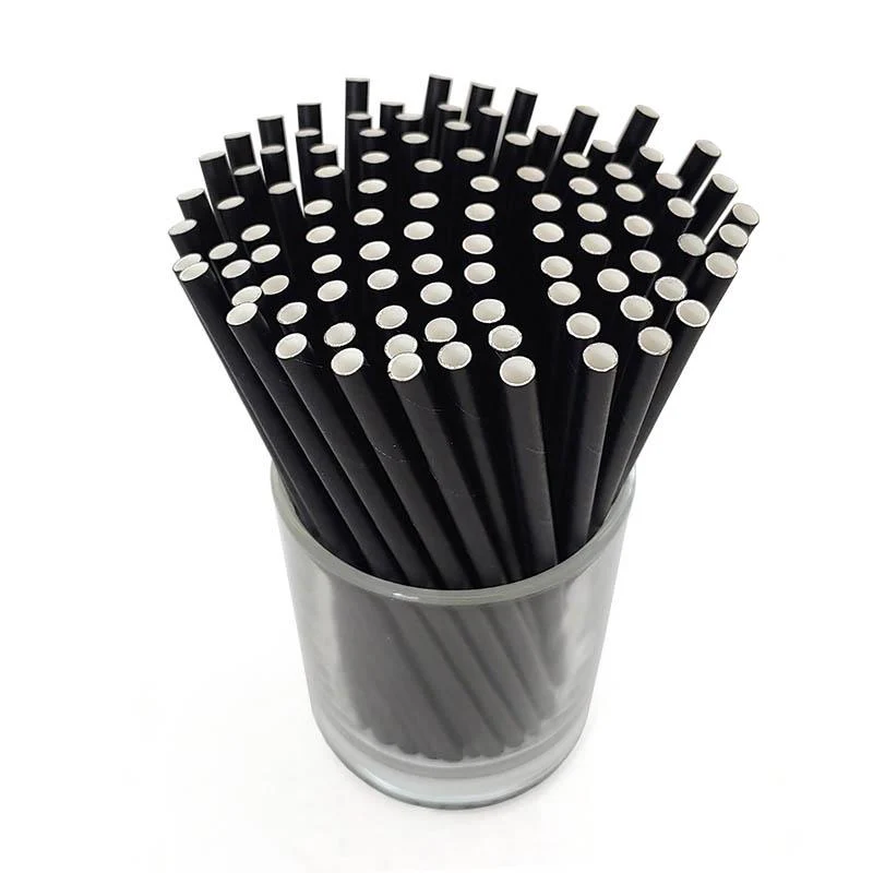 BarConic® Biodegradable Solid Black Paper Sip Straws - 5 3/4" - 100 Pack - Image 3