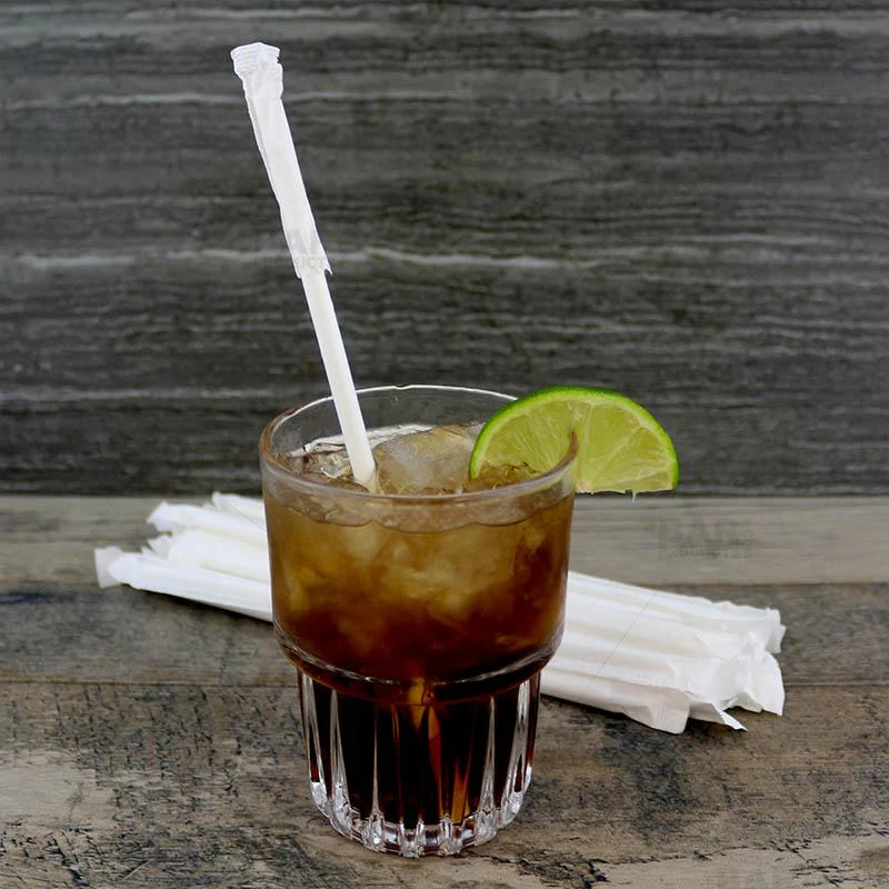 BarConic® Eco-Friendly Solid White Wrapped Paper Straws - 7 3/4" - 100 Pack - Image 2
