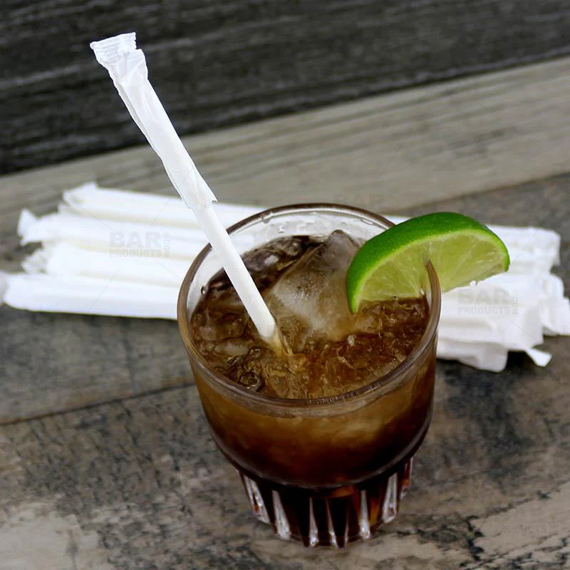 BarConic® Eco-Friendly Solid White Wrapped Paper Straws - 7 3/4" - 100 Pack - Image 3