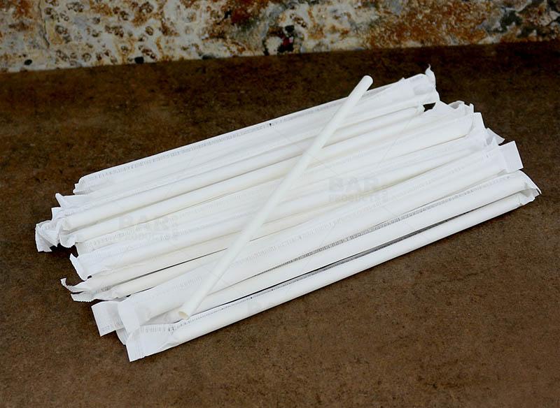 BarConic® Eco-Friendly Solid White Wrapped Paper Straws - 7 3/4" - 100 Pack - Image 4