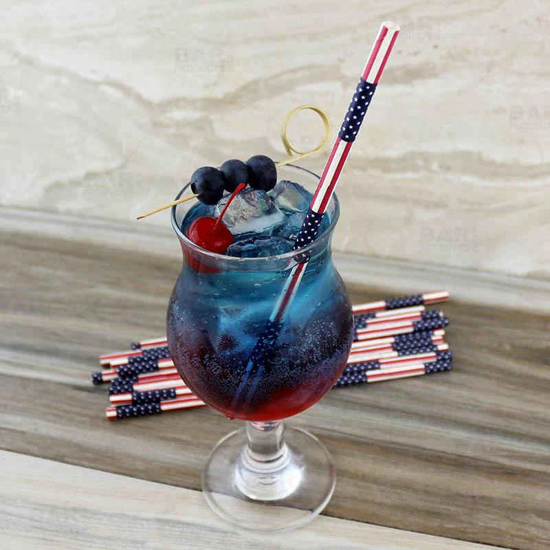 BarConic® Biodegradable USA Flag Paper Straws - 7 3/4" - 100 Pack - Image 3