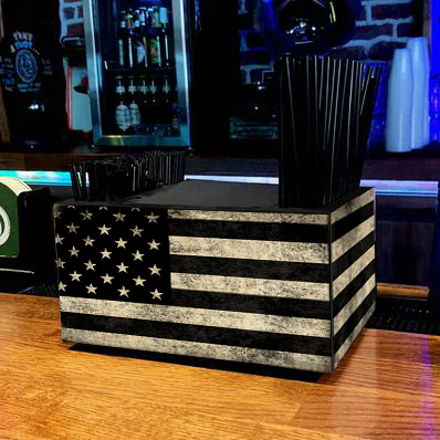 Black American Flag Wooden Bar Caddy - Image 2