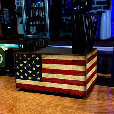 American Flag Wooden Bar Caddy - Image 2