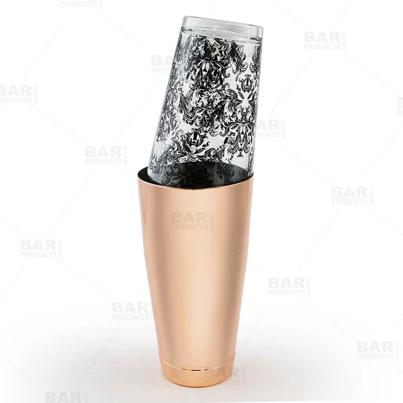 Black Cocktail Themed Damask Mixing Glass - 16oz - Image 3