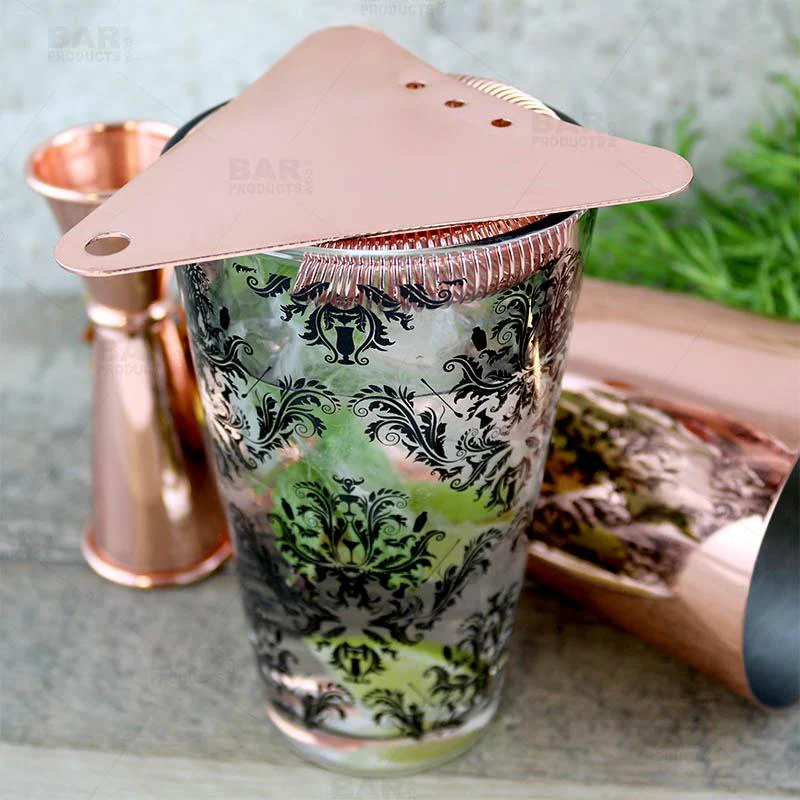 Black Cocktail Themed Damask Mixing Glass - 16oz - Image 4